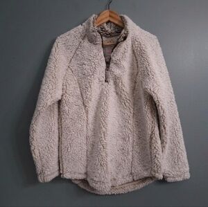 Cozy Cream Sherpa Quarter-Zip Pullover - Size Medium